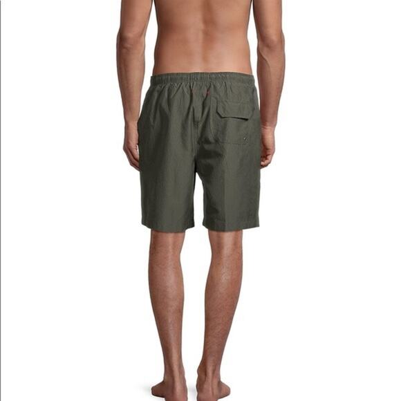 NEW Solid & Striped The Long Classic Swim Trunks (Sz L) Olive Seersucker - Picture 2 of 12
